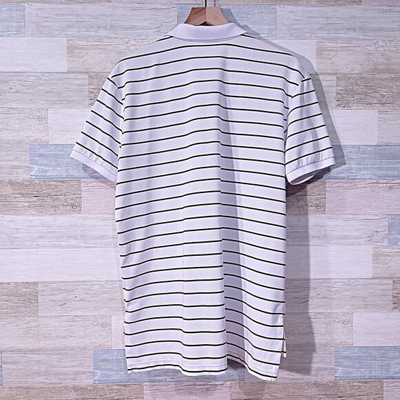POLO RALPH LAUREN Performance Golf Polo Shirt White Black Striped Mens Large - Picture 3 of 6
